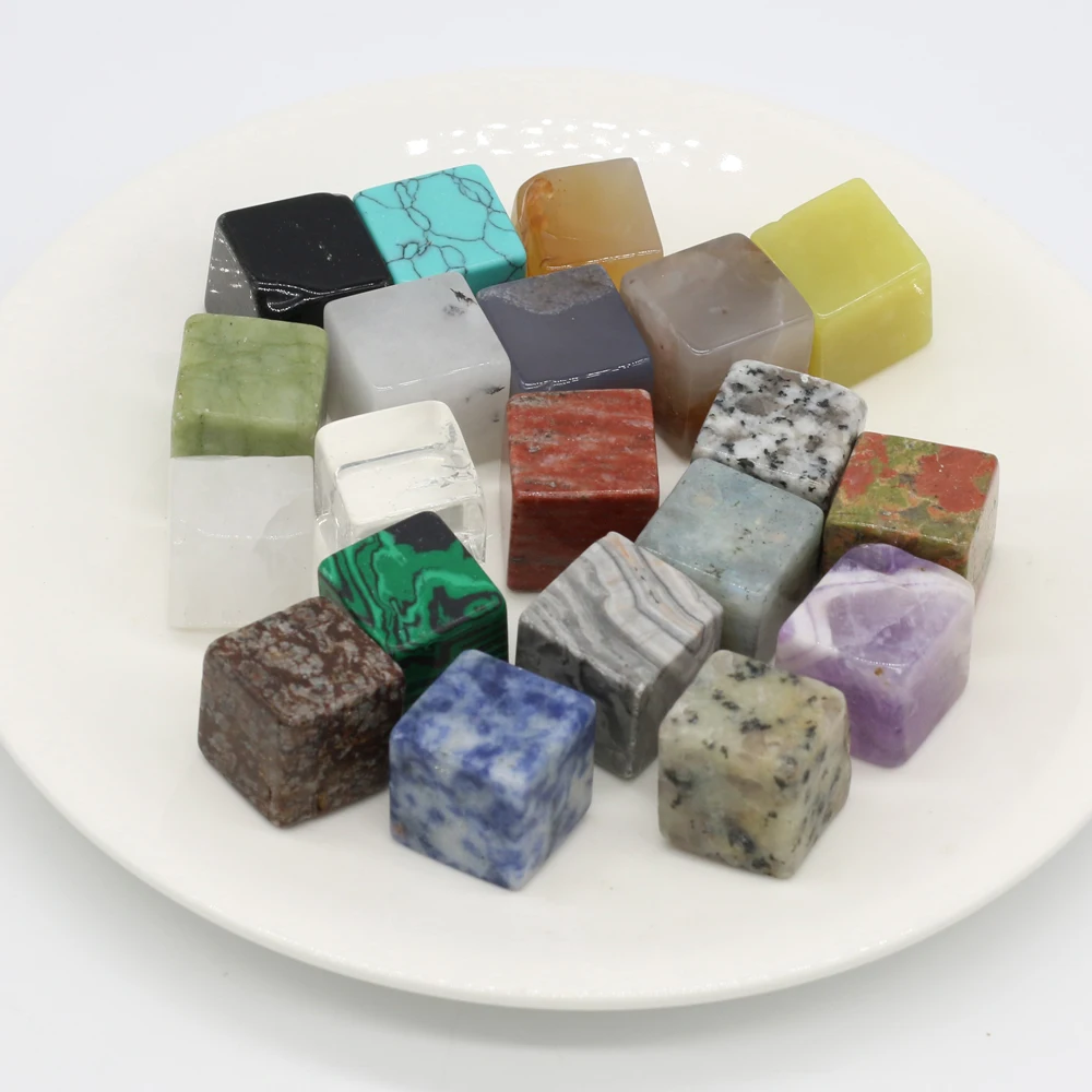 20PCS Square Ornament Natural Amethyst Turquoise Stone Whiskey Ice Wine stone Bead Jewelry MakingDIY Gift Healing Gem Home Decor