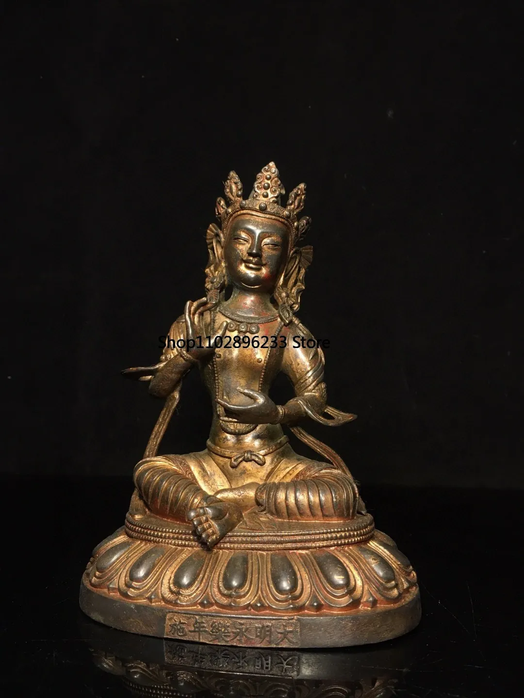 Тибетская латунь киноварь окрашенная грязью золото Будда Майтрейи Тара Гуаньинь