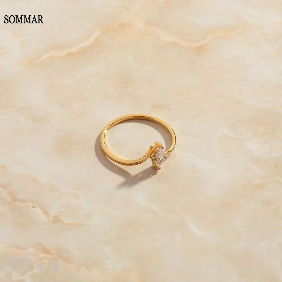 Кольцо обручальное SOMMAR с фианитом изящное кольцо Каплевидным покрытием опалом