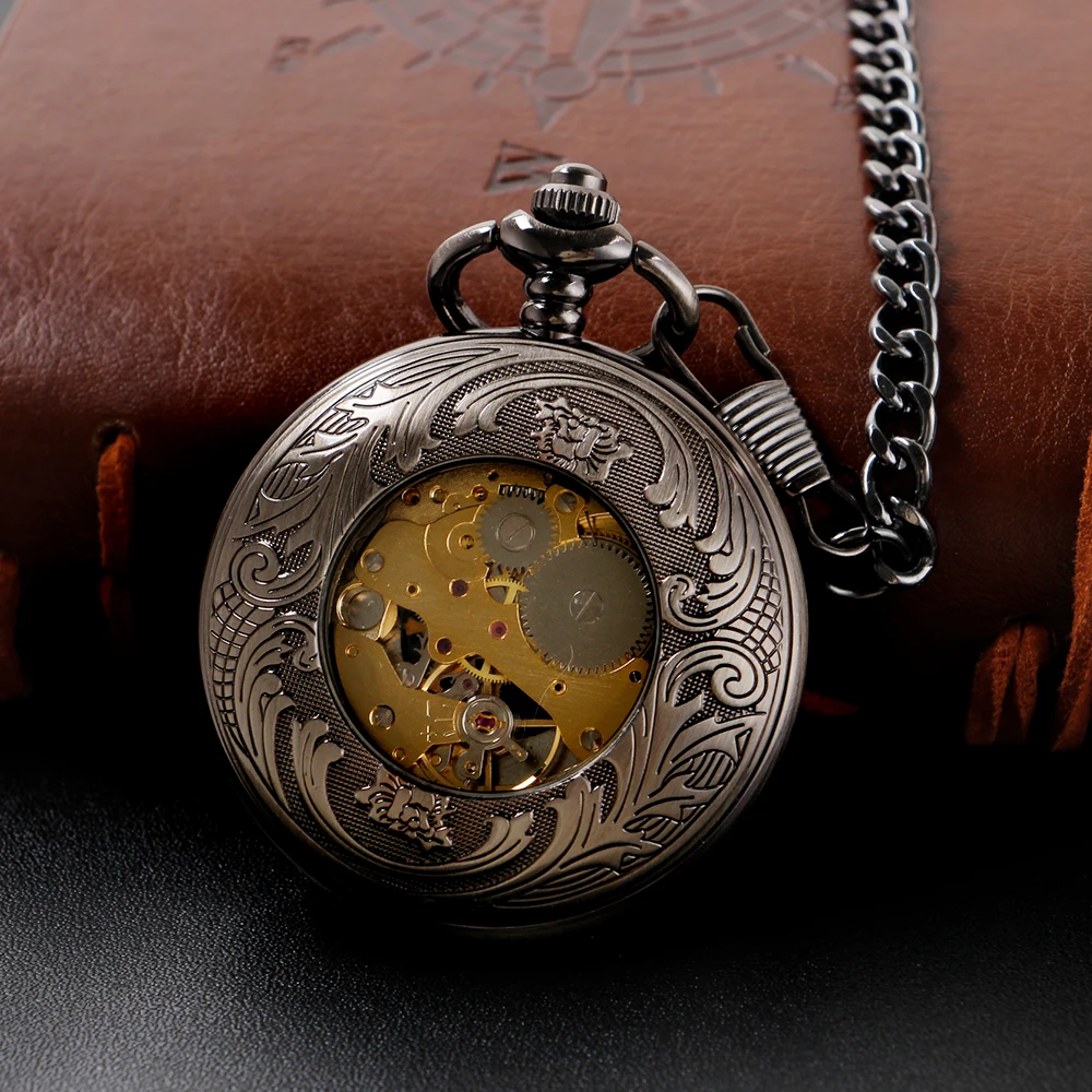 Retro Cross Emblem Printed Mechanical Pocket Watch High Quality Unisex Necklace Time Pendant Men's and Women's Gift Relagio