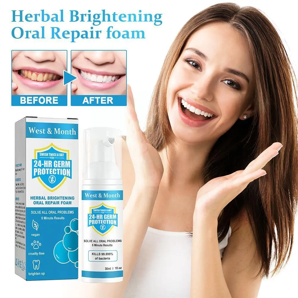 

30ml Teeth Mousse Cleaning Whitening Foam Fresh Breath Plaque Removal Stains Breath Dental Brightening Hygiene Teeth Tool K1Y7