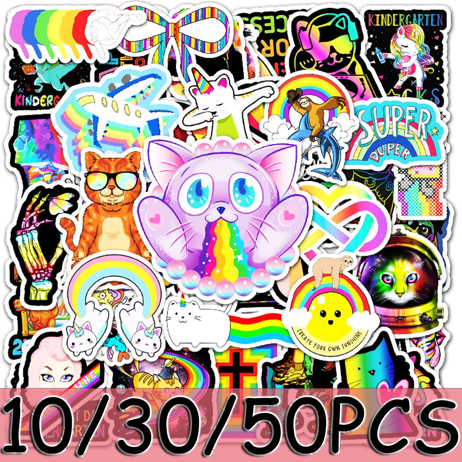 

10/30/50Pcs Cartoon Cat Sticker Kawaii Stickers Waterproof Skateboard Motorcycle Guitar Luggage Laptop Bicycle Sticker Kids Toys