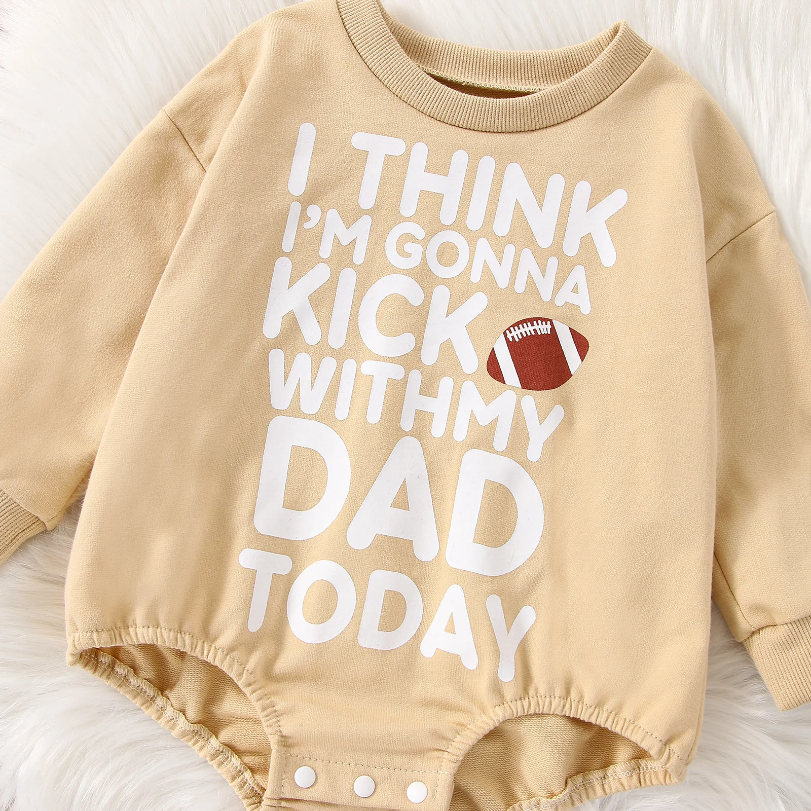 Одежда для малышей-ромпера с длинным рукавом и круглым вырезом с футбольной надписью весна-осень.