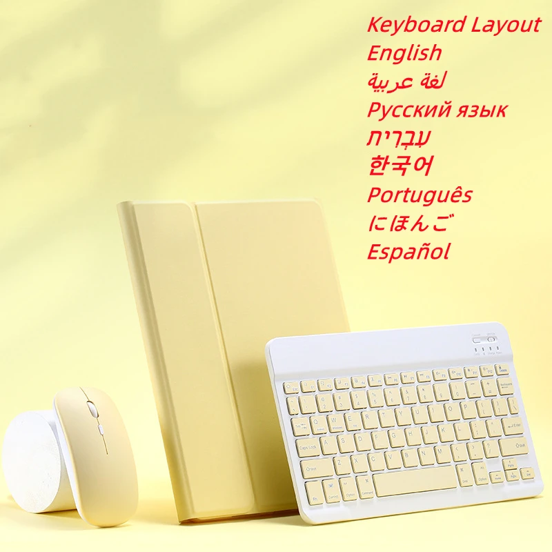 Holder Wireless Bluetooth Russian Spanish Keyboard Mouse For Ipad Pro Air 4 8th Funda Cover