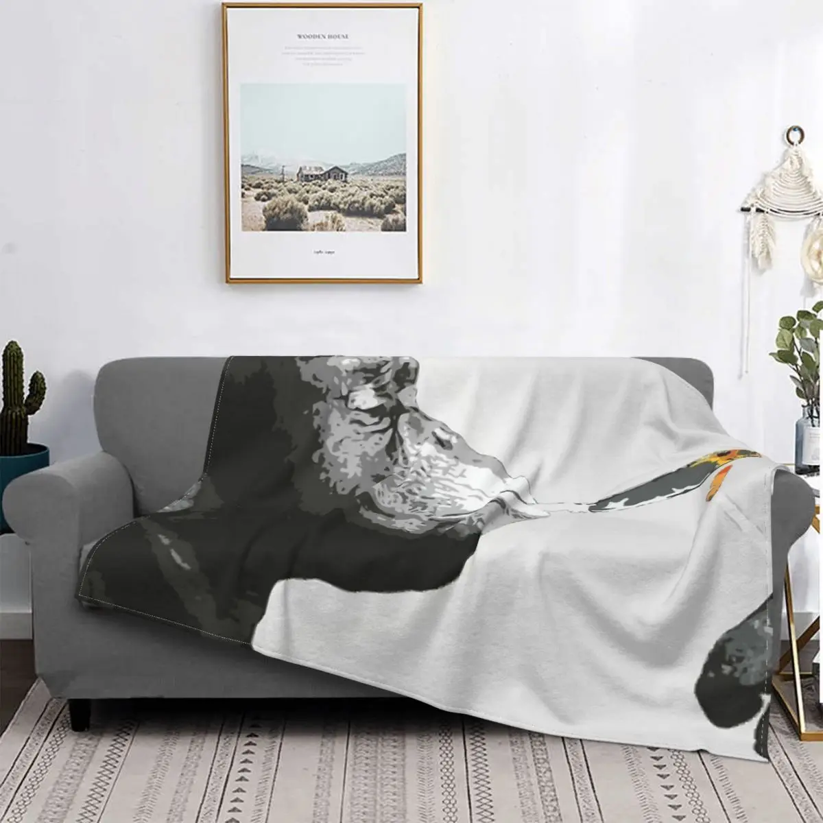 

Banksy Steez-Manta a cuadros con estampado de mono, para cama colcha, alfombra para sofá