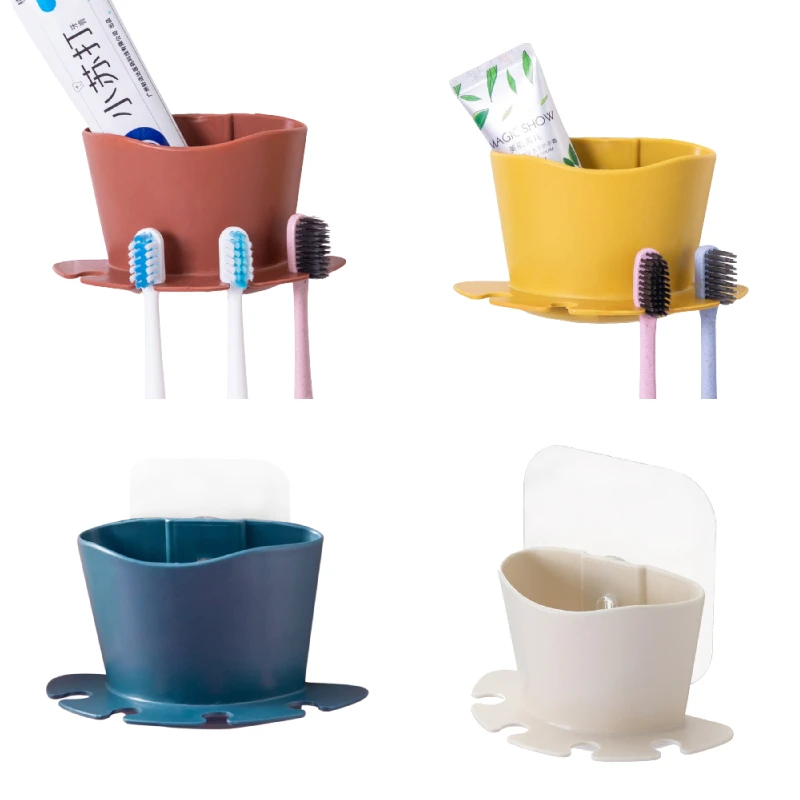 

Multifunctional Toothpaste Cleaner Storage Rack Bathroom Wall Hanging Punch-free Toothbrush Razor Holder Home Shelf Accessories