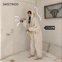 2022 new cute cartoon anime pajamas women autumn and winter thick sweet one piece home service winter warm