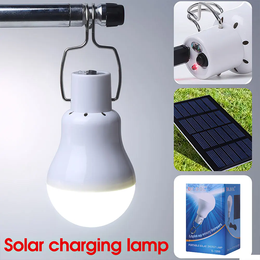 

Portable Solar Camping Lamp USB Rechargeable LED Emergency Solar Lights Tent Lamp Outdoor Hanging Bulb for Hiking Fishing BBQ