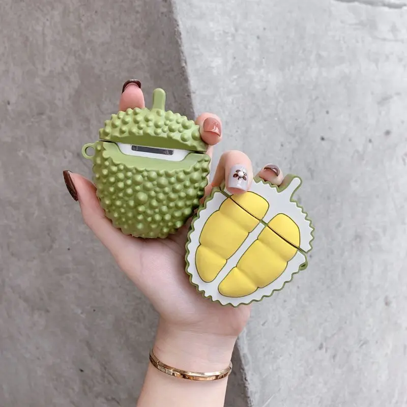 

Air pods Case Durian-shaped Soft Silicone Full Protection Shockproof Case Best Gift for Girls & Women for 1/2 New Dropship