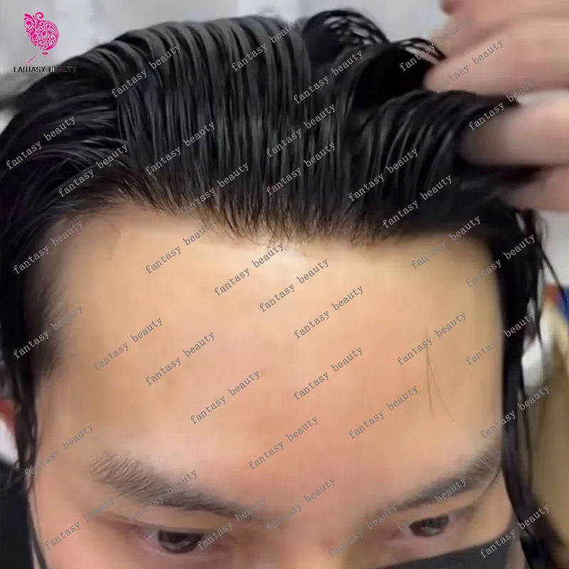 Парик Темный светлый мужской капиллярный протезис супер прочный микрокожа ПУ