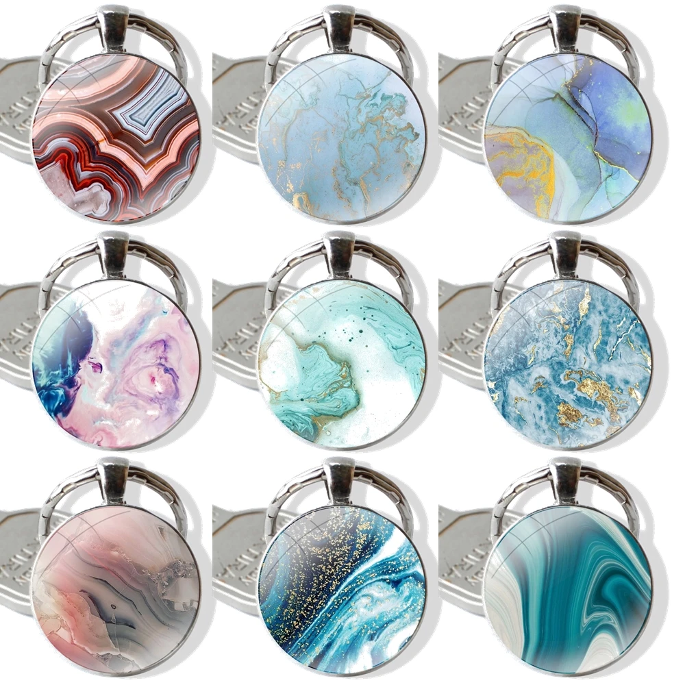 Металлическая подвеска для ключей с мраморным рисунком