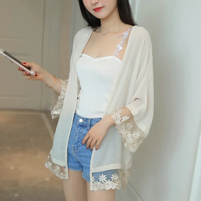 Женский шифоновый кардиган с защитой от УФ-лучей из хлопка и льна | Одежда Азии