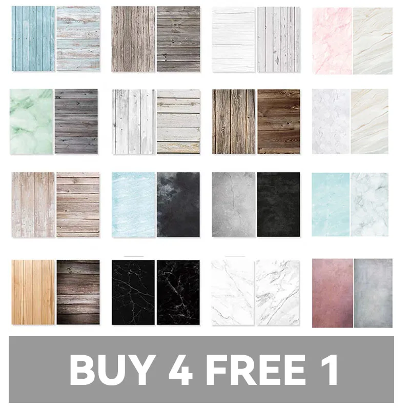 Фон для фотосъемки с имитацией мрамора и текстуры древесины двухсторонний