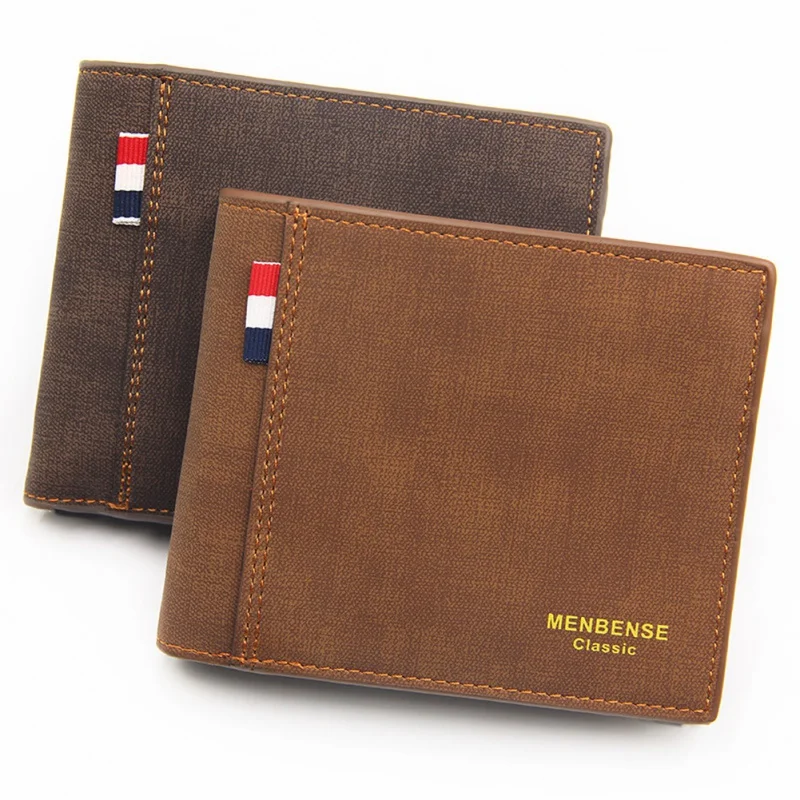 New Business Men Short Wallet Slim PU Leather Coin Wallet Man Money Clip Vintage Small Coin Purse For Male