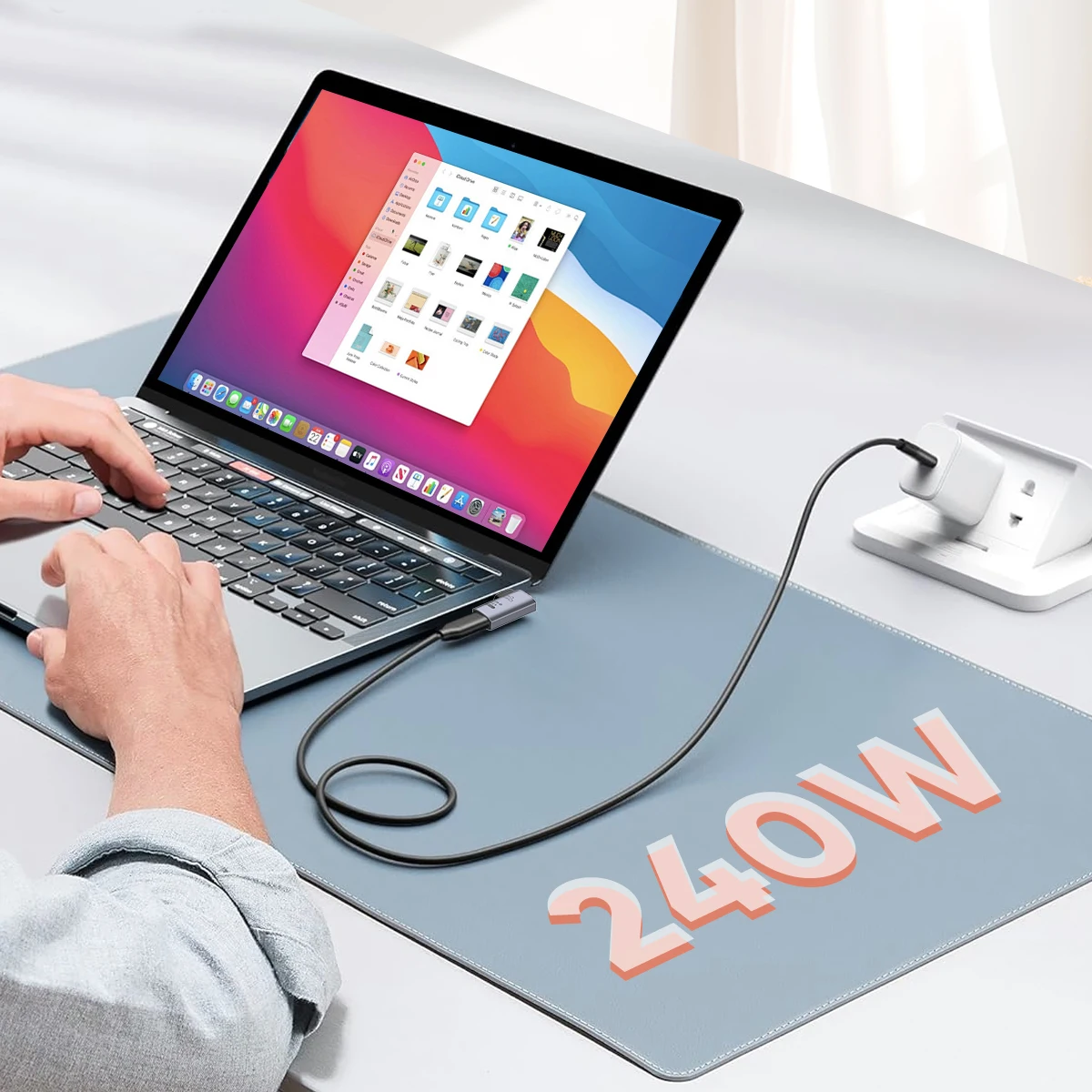 Фото CableCreation 90-градусный адаптер USB C, прямоугольный адаптер USB C «папа-мама», 40 Гбит/с, 240 Вт №4