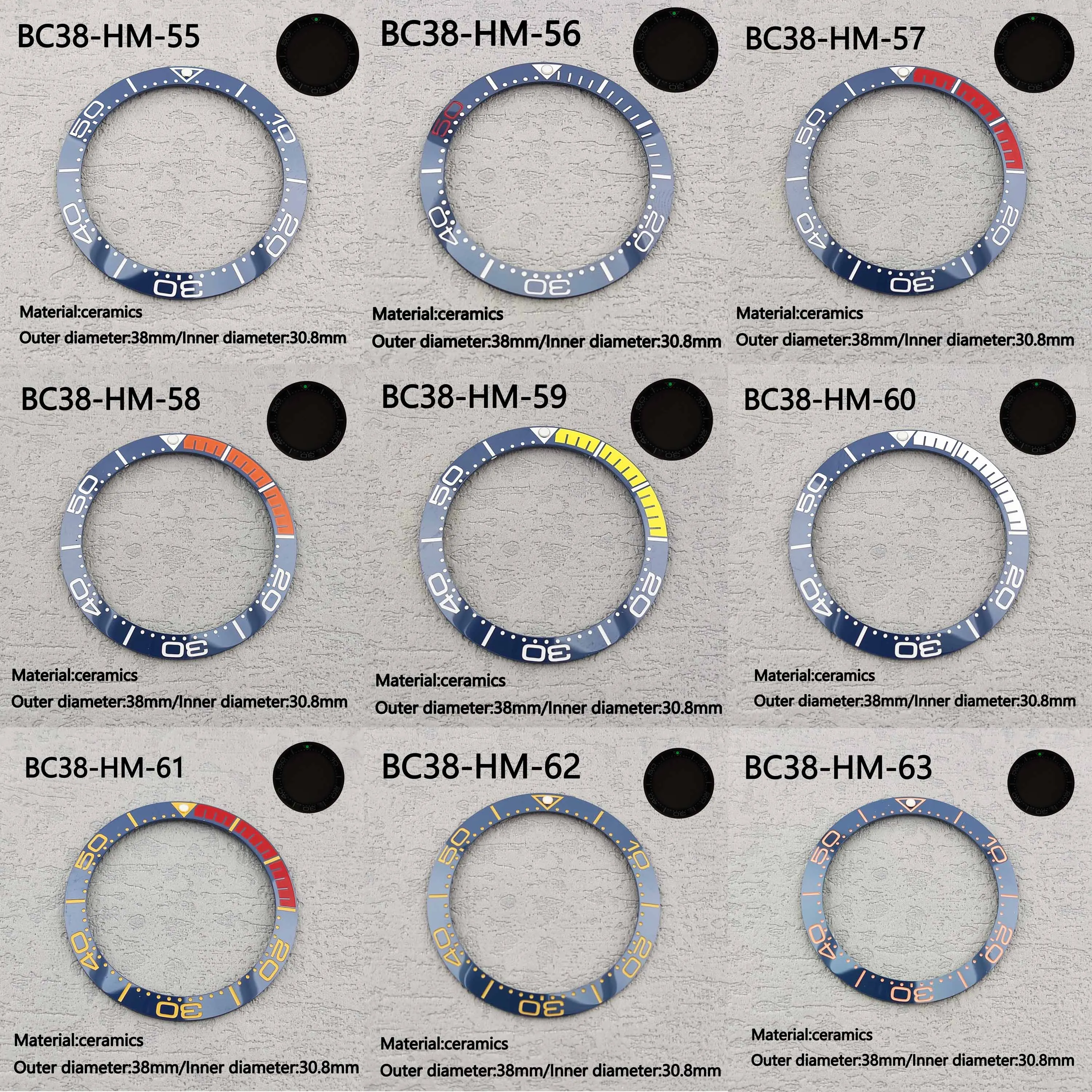 

38mm Ceramic Bezel Fit GMT/SUB Watch Inserts Suitable for 40mm Men's Watch Watch Accessories Inner Diameter 30.8mm