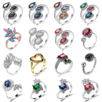 2022 fashion rings for women luxury gold plated jewelry anxiety ring adjustable wedding heart red black rose leaf silver color