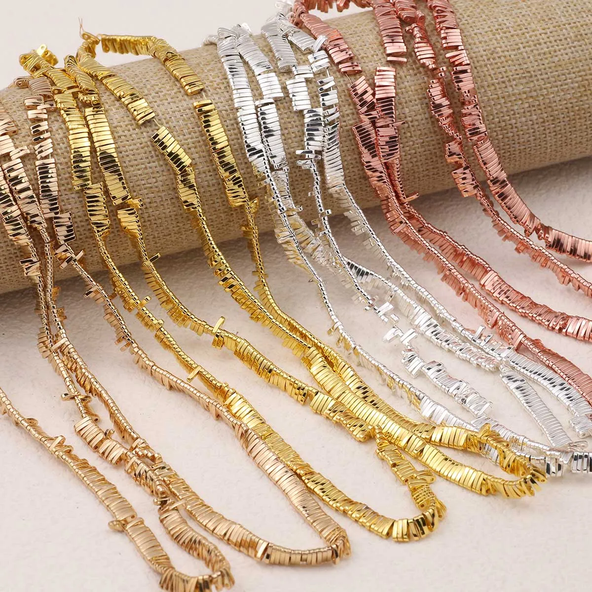 Позолоченные прямоугольные двойные отверстия гематита 5x1 мм