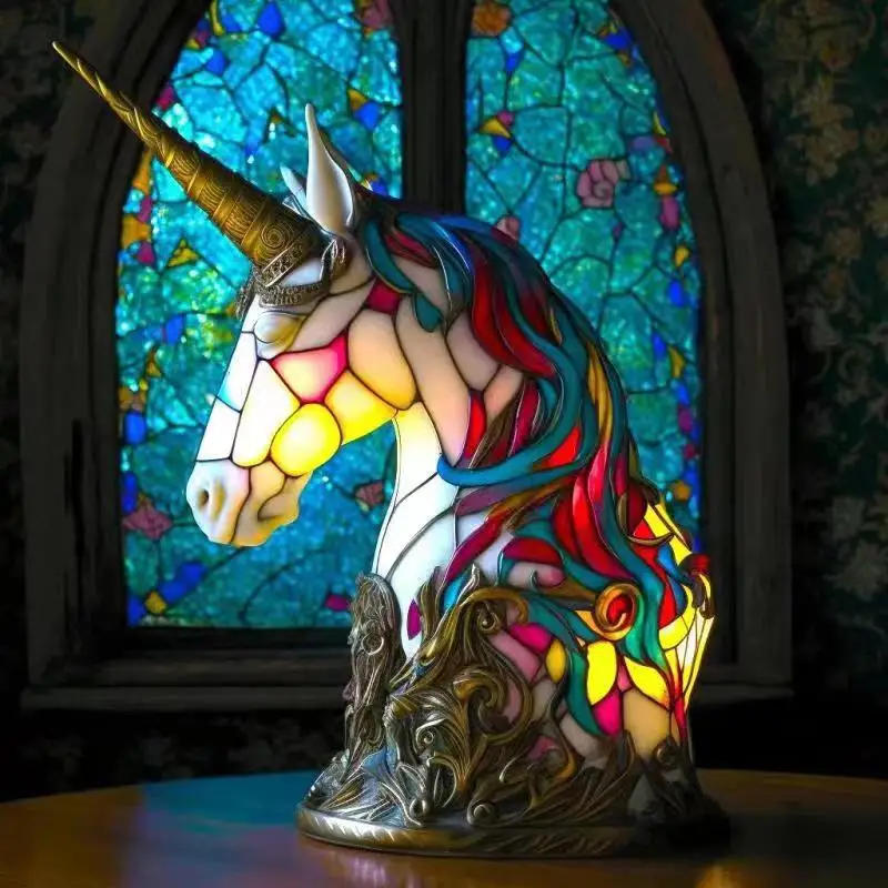 

New Creative Unicorn Table Lamp Decoration Office Desktop Resin Decoration Home Decoration