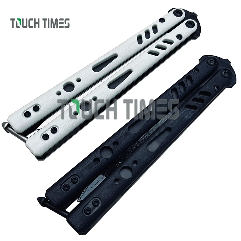 Baliplus BRS Rep Replicant Clone White/Black Special Edition Balisong Flipper Butterfly Trainer Knife G10+Titanium Handle