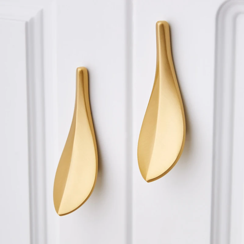 

Luxury 4PCS European Leaf Solid Brass Cabinet Door Handles Cupboard Wardrobe Drawer TV Wine Cabinet Pulls Handles & Knobs
