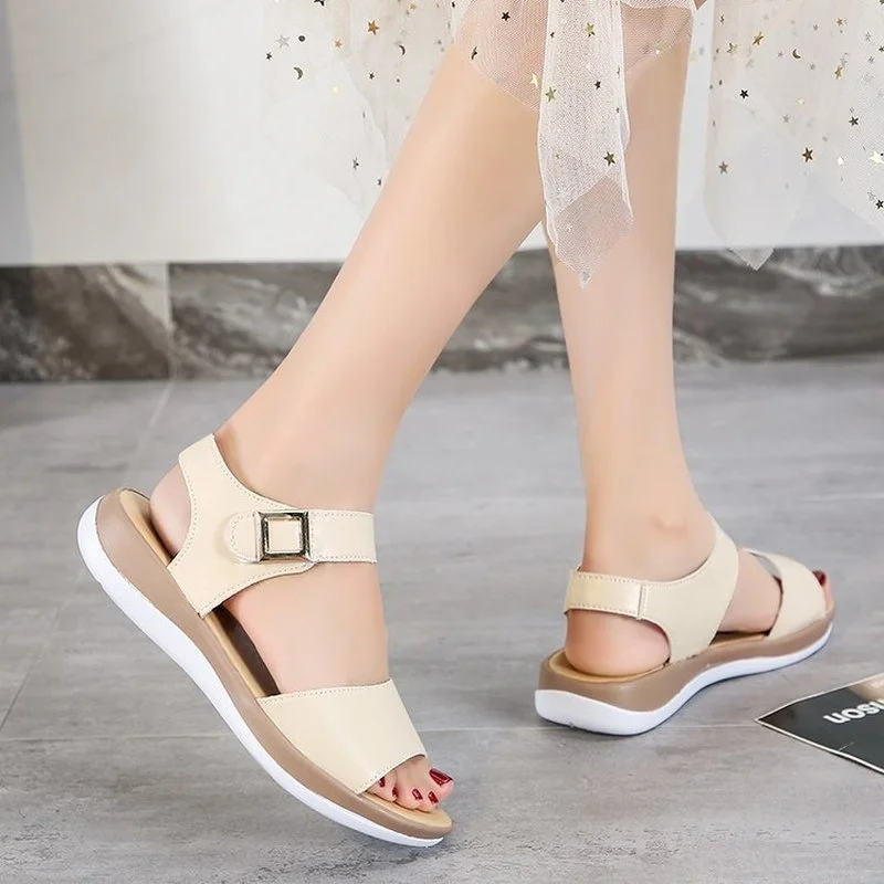 

summer New Women Platform Sandals Comfy Roman Wedges Sandals Low Heels Beach Open Toe Shoes Retro for Women's Fashion Sandalia
