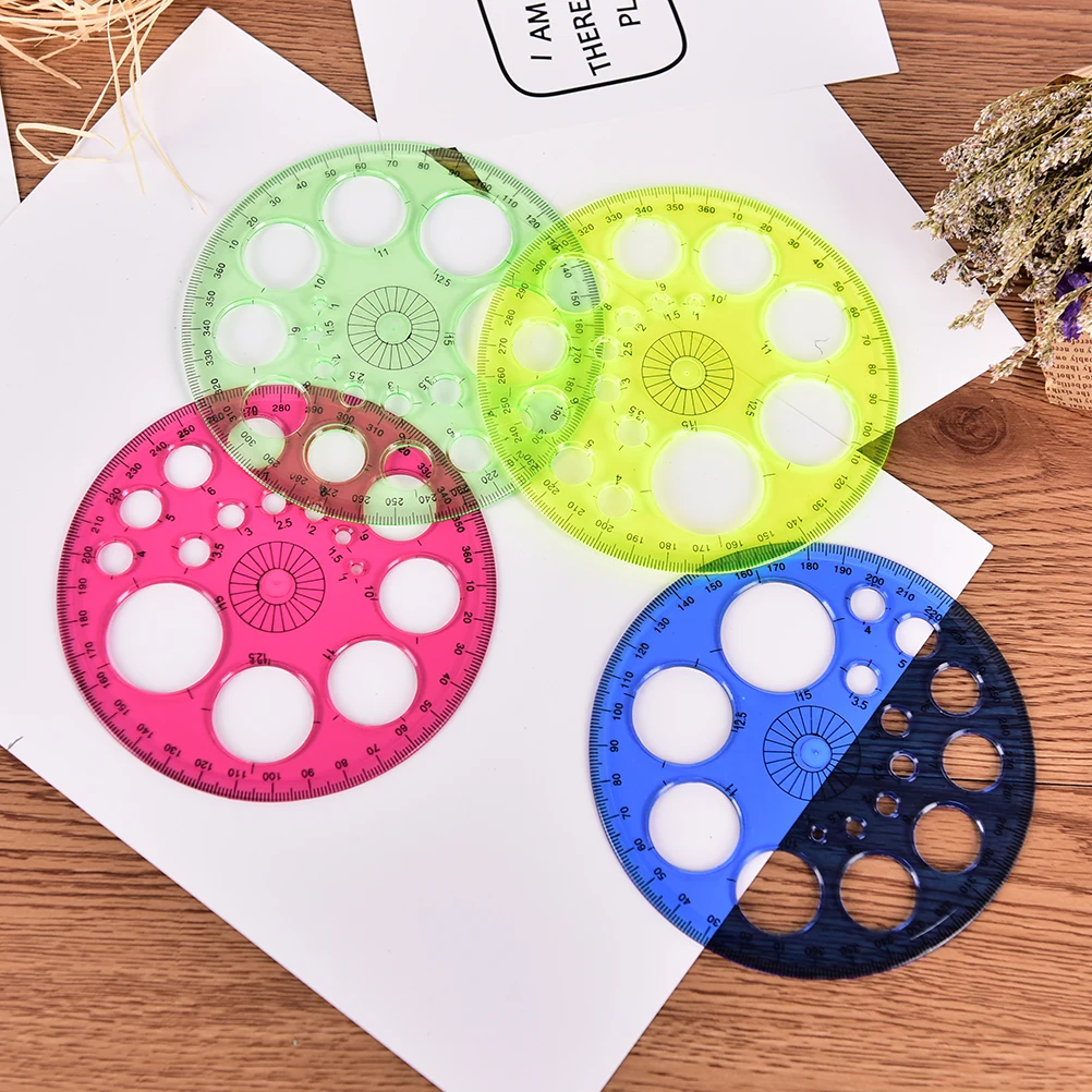 

Foot Diameter 11.5cm 360-degree Circular Blue Red Green Yellow Optional Four-color High-grade Patchwork Ruler Wholesale 1pcs