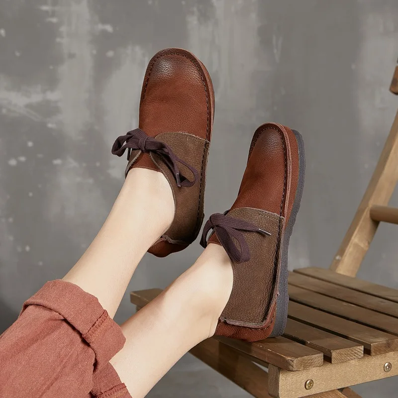 

Flats Women Casual Spring Leather Shoes Soft Sole Women Loafers Handmade Genuine Leather Ballerine Femme Mocasines De Mujer2023