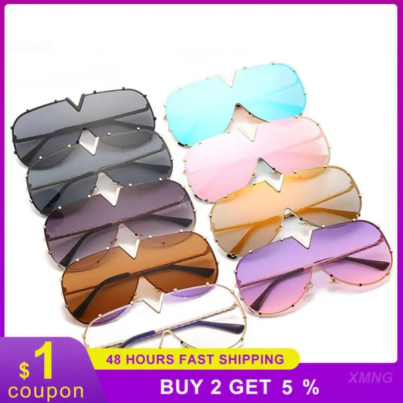 

Модные цельные очки, женские индивидуальные металлические солнцезащитные очки, трендовые мужские V-образные Декоративные Солнцезащитные очки UV400, очки для вождения