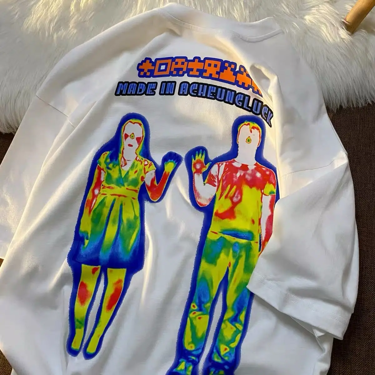 

Hip-Hop Distorted Portrait Printing Harajuku Short-Sleeved Y2k T-shirt Summer Streetwear Retro Women Men T Shirt Tees Top