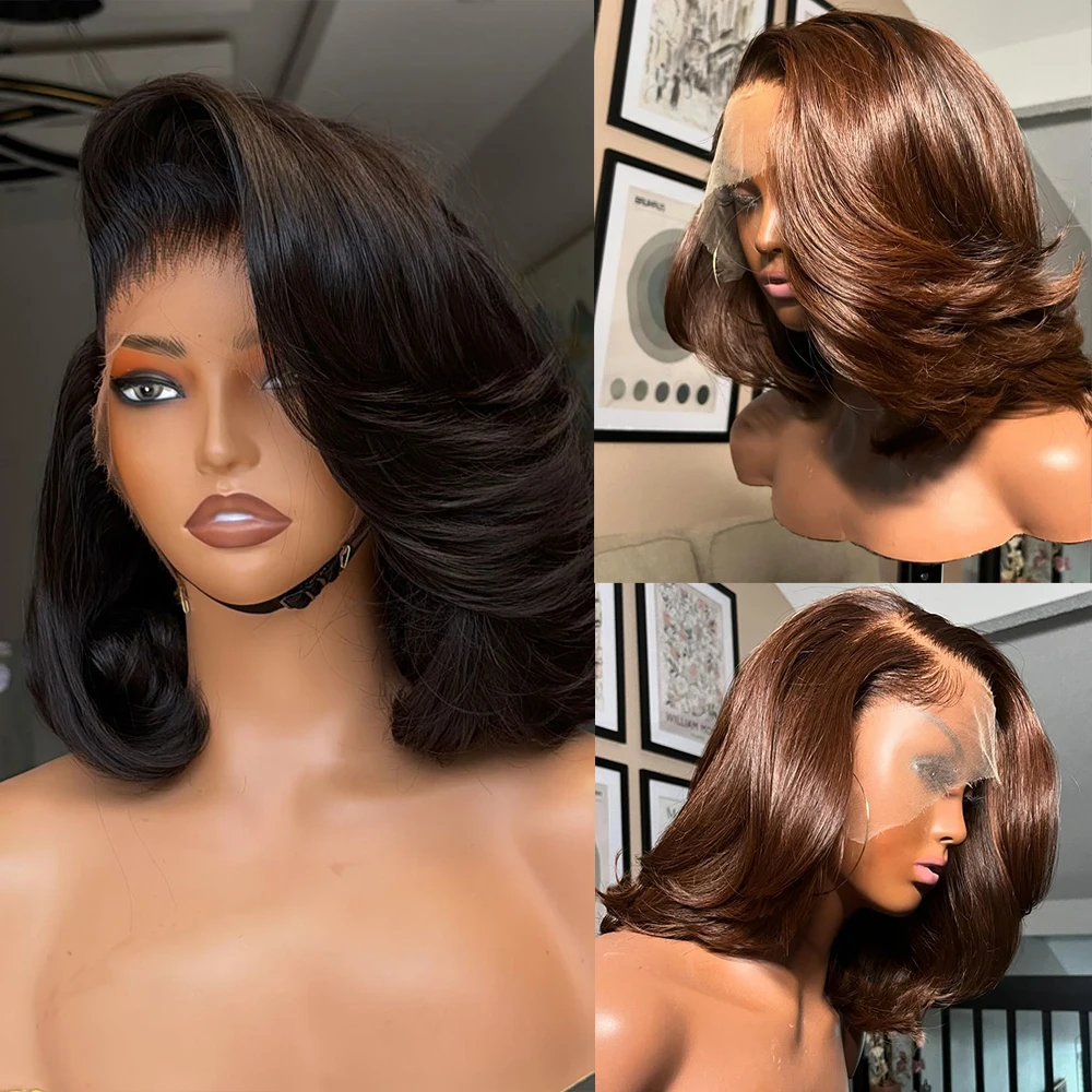 Layered Blunt Cut 13x4 Brazilian Human Hair Wig