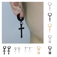 fashion mens stainless steel cross pendant cartilage drop dangle earrings punk jewelry for cool women girl friendship gifts