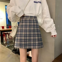 loose high waist a line skirt women plaid retro kawaii japanese jk college girls school uniform mini skirt summer y2k streetwear
