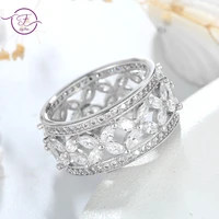 flower shaped marquise silver ring zircon rings wedding anniversary party fine jewelry for women luxury rings