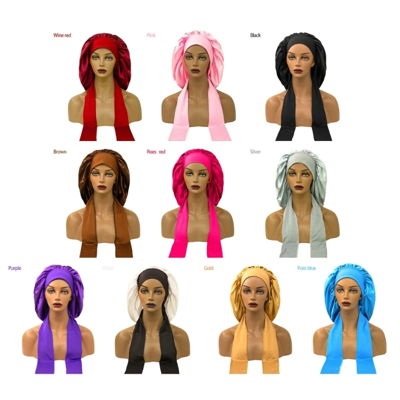 

Атласная дышащая Регулируемая многофункциональная шапочка для сна для ванной комнаты Аксессуары для душа