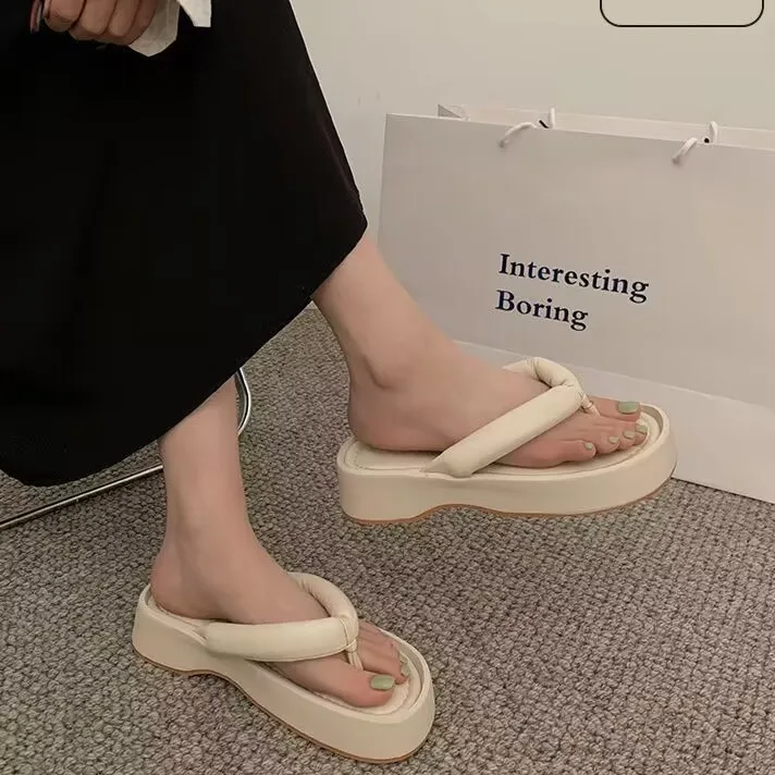 Women Fashion Bowknot Summer Slippers Clip Toe Flip Flops Shoes Female Platform Outdoor Beach Sandals Ladies Casual Flat Slides