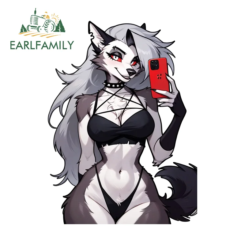 

EARLFAMILY Furry Fox Loona Helluva селфи автомобильная наклейка юмористическая мультяшная наклейка солнцезащитный крем водостойкий автомобильный дворник дверь окно наклейки