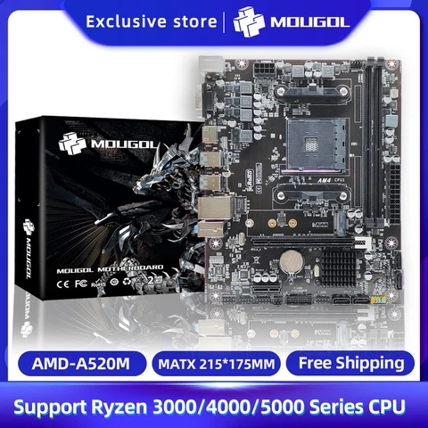 Материнская плата MOUGOL A520M Micro ATX AMD A520 DDR4 M.2 USB3.2 STAT 3,0