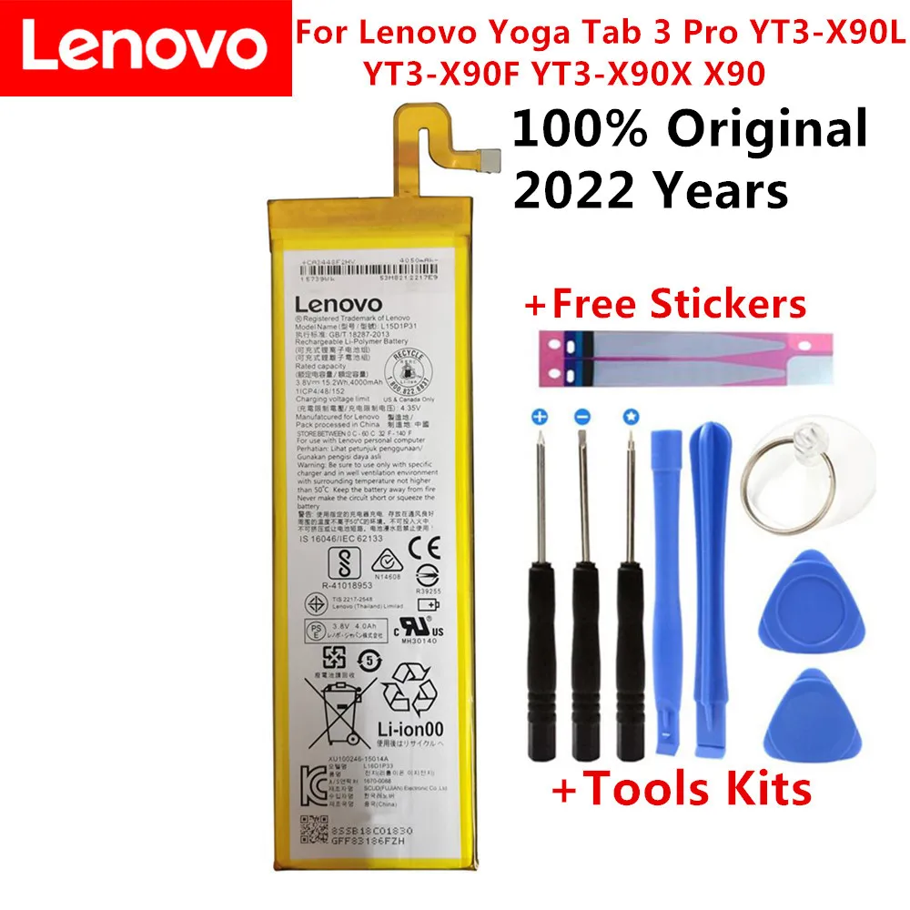 

2020 Years 100% Original Lenovo Yoga Tab 3 Pro YT3-X90L YT3-X90F YT3-X90X X90 100% Original 4000mAh L15D1P31 Battery
