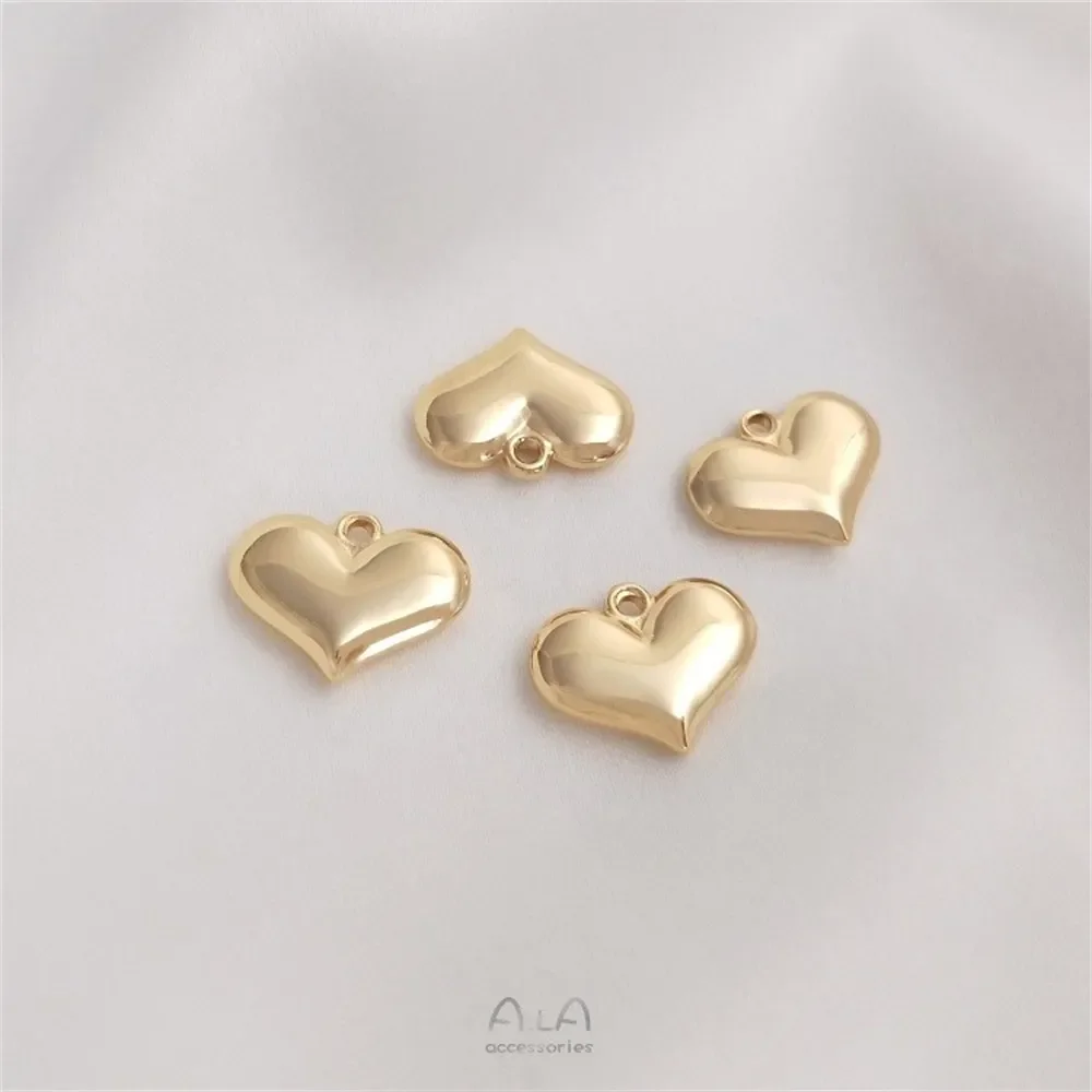 14-каратное настоящее золото новый кулон в виде персикового сердца маленький