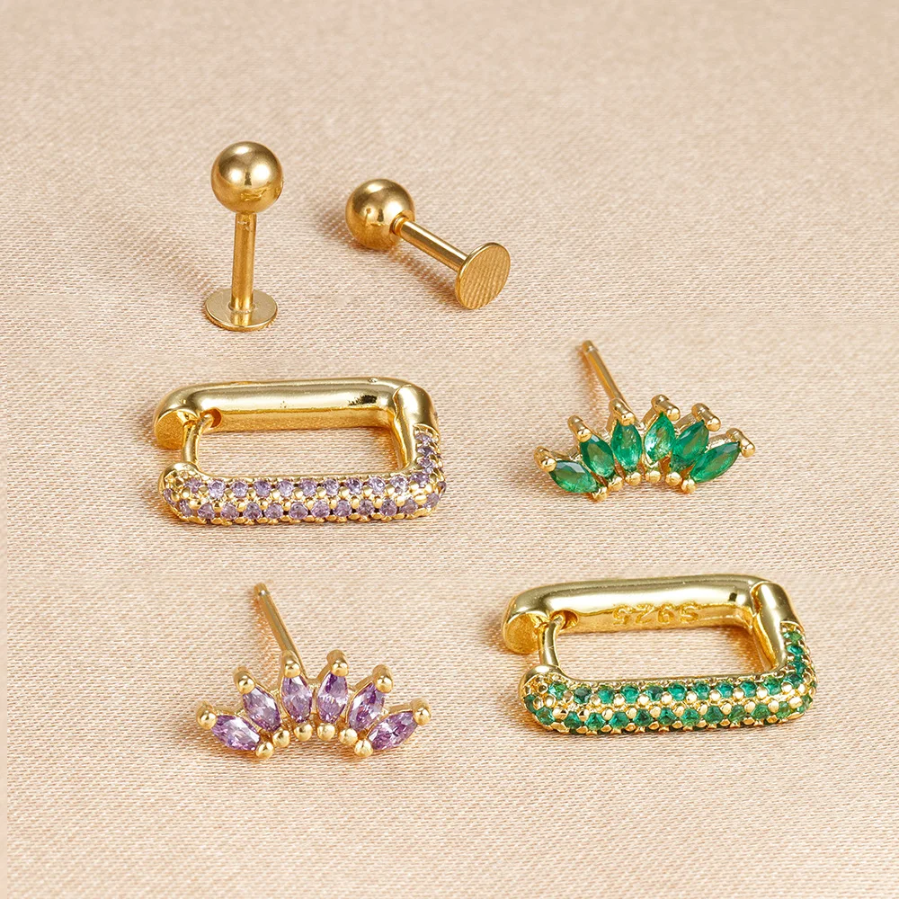 3 шт. модные геометрические U-образные серьги-гвоздики универсальные