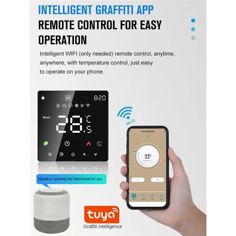Фото WIFI граффити сенсорный экран нагревательный термостат умный термостат WIFI черный 3A сантехника/настенный подвесной котел прочный простой в использовании-AB №2