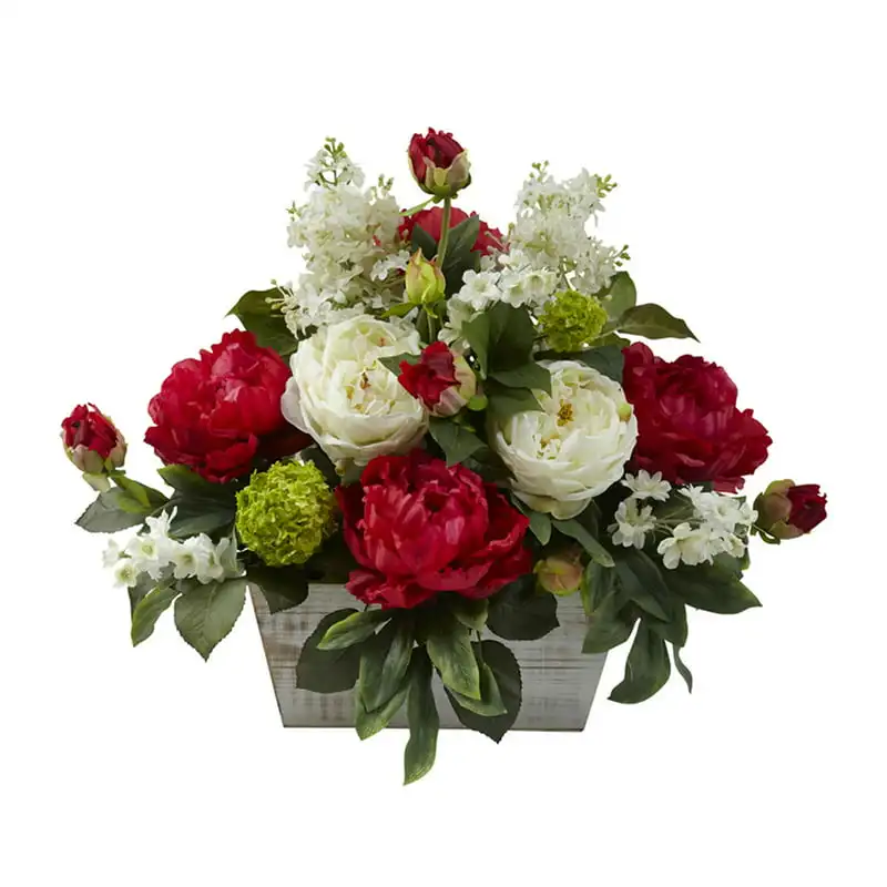 

Mixed Artificial Flower Arrangement in White Wash Planter Black roses Knitted flowers Flores artificiales para decoración Bouqu