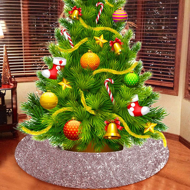 

Sequin Tree Skirt Christmas Tree Skirts Round For Small Tree Christmas Carpet Tree Party Festive Xmas Decorations