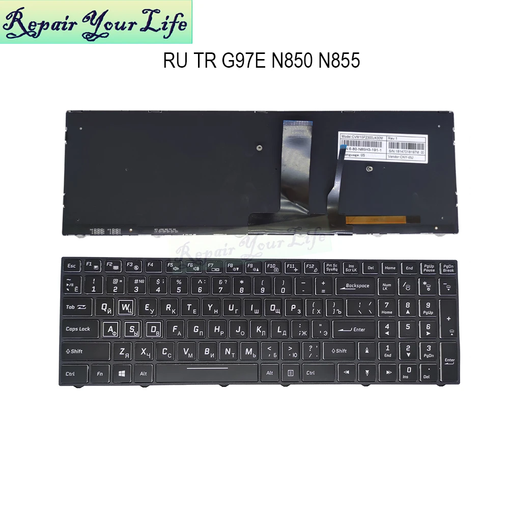 RU turkish Russian keyboard RGB backlight for Hasee/Clevo G97E N850HJ1 N850HK1 N855HK1 N857HK1 N870HK1 N950TP6 6-80-N85H3-191-1