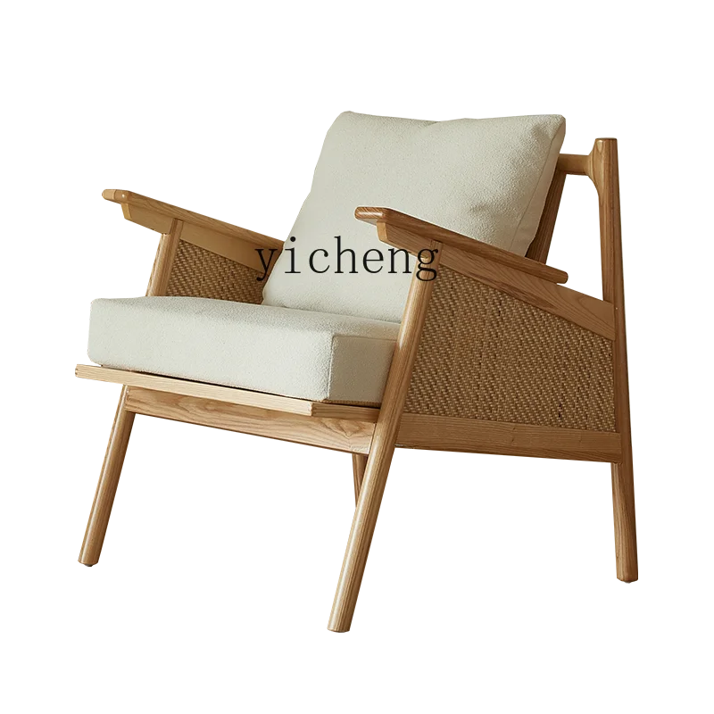 

XL Couch Solid Wood Balcony Leisure Log Chair Rattan Bed & Breakfast Tea Chair Backrest