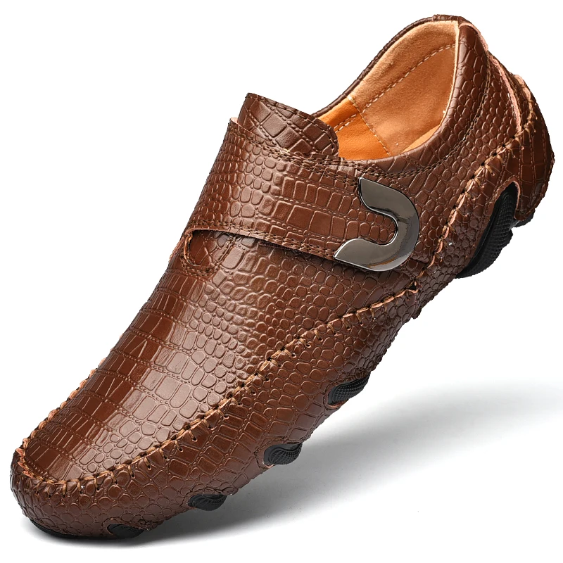 

Men Autumn Cowhide Leather Loafer Soft Driving Handmade Shoes Summer Quality Sneakers Male Dress Business Flats Work Oxfords