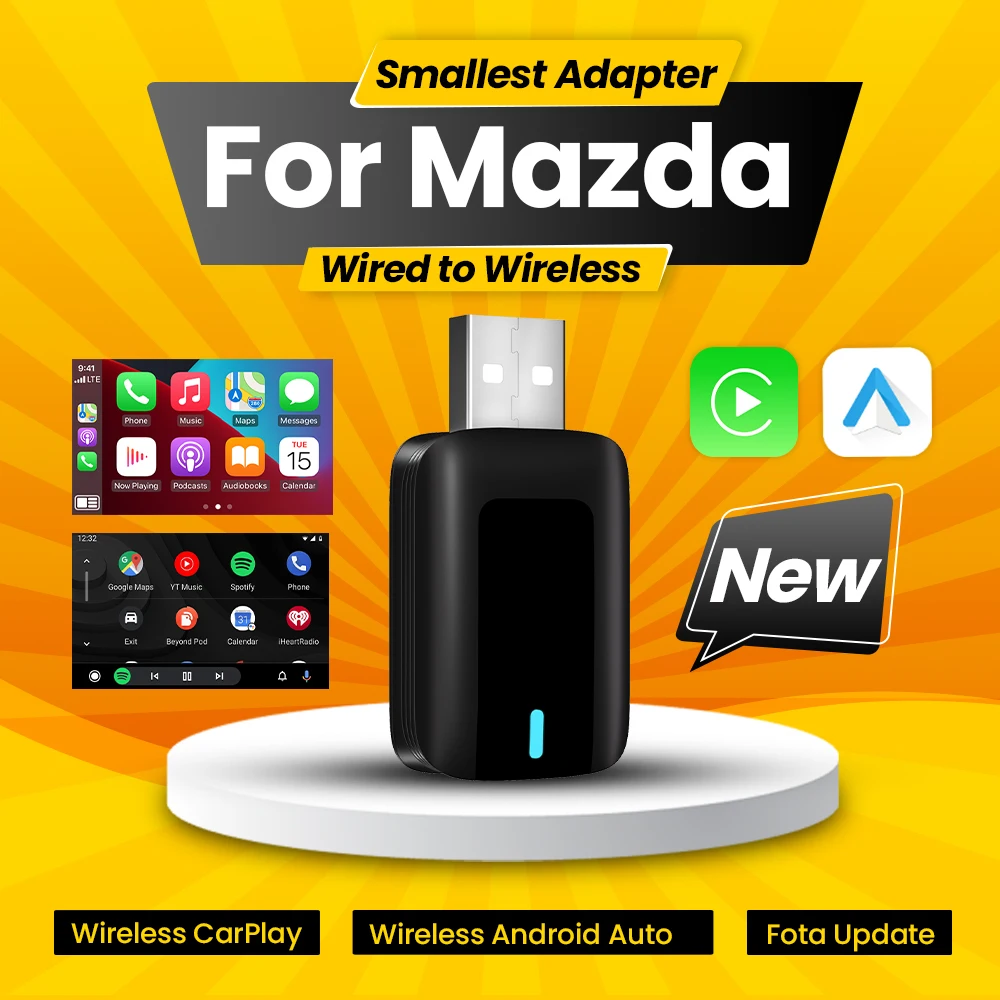 Новый беспроводной адаптер CarPlay Android Auto 2 в 1 ключ Plug and Play для Mazda CX‐5 CX‐9 MX‐5 CX‐3 CX30