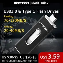 KOOTION U21 Type C USB Flash Drives 32GB 64GB 128GB 256GB OTG Pen Drive Memory Stick USB Key 3.0 Pendrive For Android PC Laptop