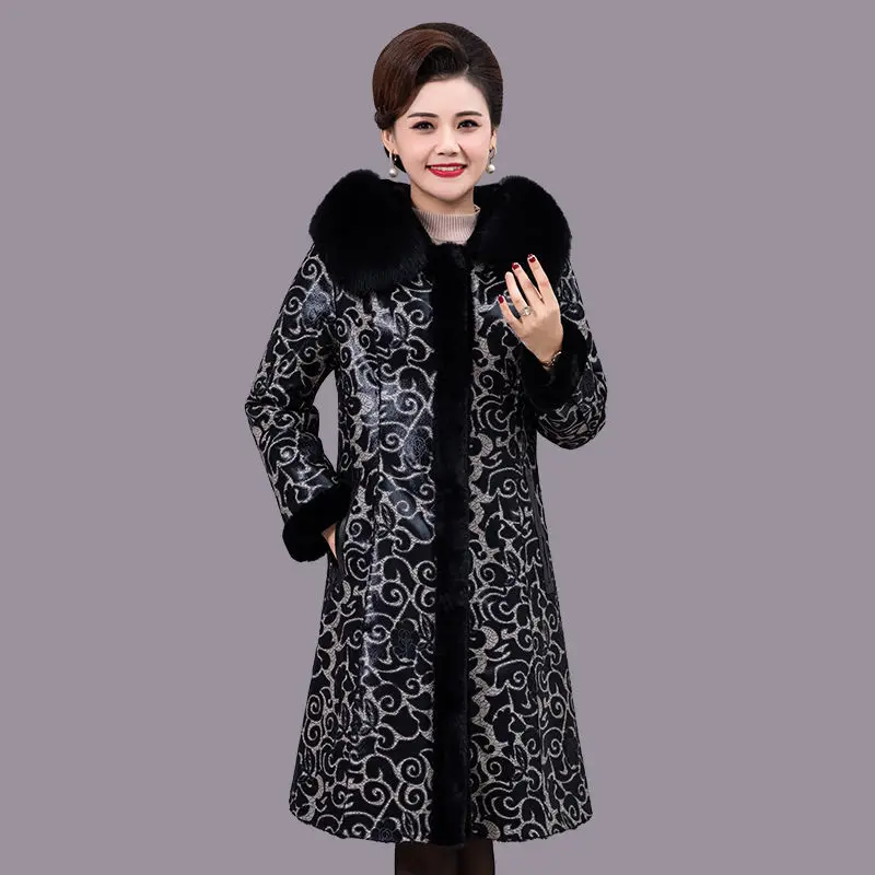Winter Fur Coat Jacket Women New Middle-aged Female One Piece Of Fur Overcoat Mid-length Fashion Double-sided Fur Outwear